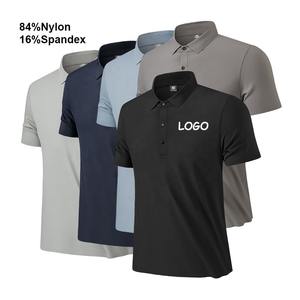 Vente en gros de t-shirts polo de loisirs côtelés 90% nylon 10% élasthanne de haute qualité taille ue t-shirts polo vierges personnalisés pour hommes - Product Image 6