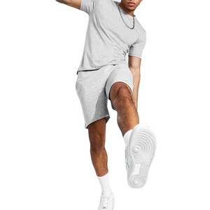 Ensemble de sport imprimé décontracté 2 pièces en coton pour homme-T-Shirt à manches courtes-Short en éponge-Logo personnalisable-Grande taille XL XXL - Product Image 2