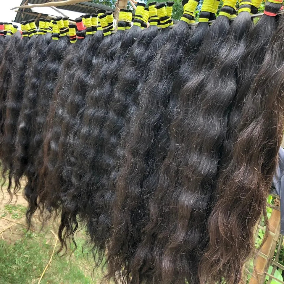 Raw Indian Wavy Hair Bulk Unprocessed Temple Double Drawn Virgin Human Hair Vendor Natural Wholesale Raw Hair Weave Extensions