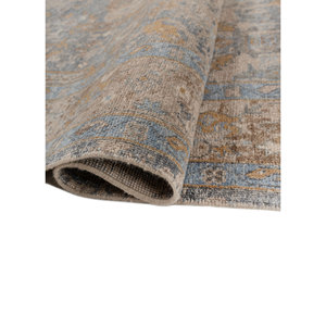 Tapis en laine noués à la main Erbe, beige et marron, grand format 9x12, motif médaillon rectangulaire en puzzle pour la maison, le couloir, l'entrée - GS-2008 - Product Image 2