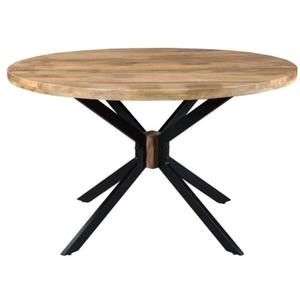 Ensemble de table à manger moderne 4 places avec chaises confortables en bois de manguier et fer, design industriel, utilisation hôtelière et en atelier - Product Image 1