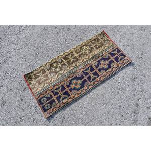 Vintage Turkish 17 X 35 ft <b>Boho</b> Blue Brown Woven Wool Area <b>Rug</b> Handmade Patchwork Rectangle Design for Living Bamboo Silk Latex - Product Image 3