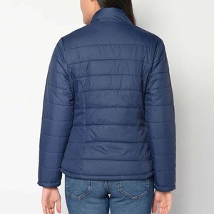 Best Quality <b>Women's</b> <b>Puffer</b> <b>Jackets</b> Customized Logo Plain Dyed Knitted Waterproof Breathable Winter <b>Navy</b> Blue Color - Product Image 2