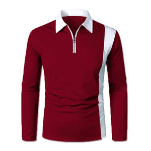 Vente chaude Slim Fit Chemise Hommes À Manches Longues Gym Chemises Formation T-Shirt Compression Casual Rouge Hommes Polos Sweats Hommes - Product Image 6