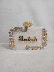 Marble Design Hand <b>Clutch</b> with Flower Handwork Resin Imitation Pearl <b>Gold</b> Plated Vintage Butterfly Charm <b>Bag</b> Women's Wedding - Product Image 3