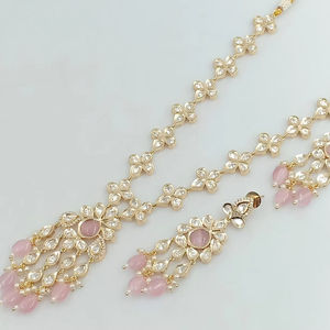 INDIAN TRADITIONAL and FASHIONABLE COPPER <b>JEWELLERY</b> BRIDAL WEDDING <b>JEWELLERY</b> SET for WOMEN EARRINGS and NECKLACE SET - Product Image 1