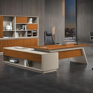 Luxury Foshan Office Furniture Set L-Shape Modular <b>Extendable</b> Easy Assembly Modern Veneer Panel Eco-Friendly CEO Office <b>Desk</b> - Product Image 5