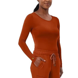 เสื้อพยาบาลแขนยาวไร้ตะเข็บขายส่ง เสื้อพยาบาลแบบสั่งทำพิเศษ เสื้อพยาบาลทรงเข้ารูป คอกลม ผ้าทอสำหรับพยาบาล - Product Image 6