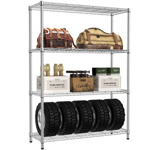 MZG High-End Heavy Duty Metal 4-<b>Shelf</b> <b>Wire</b> Storage Shelving Unit Adjustable Bathroom Garage Kitchen Utility Rack 1400 Lbs - Product Image 1