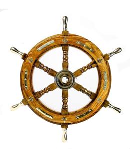 Navires en bois Volant Naturel Poli Nautique Marine Laiton Vintage Capitaine Pirate Tenture Murale Antique Roue De Bateau En Bois - Product Image 4