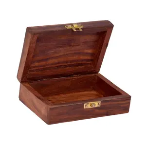 Joyero de madera de estilo antiguo hecho a mano forma de rectángulo de calidad superior para regalos y decoración del hogar personalizable - Product Image 1