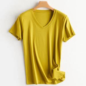 Summer 100% Mercerized Cotton <b>Women</b> Silk T-shirts O Neck Short Sleeve <b>Loose</b> Straight <b>Tops</b> Simple Casual Tees <b>For</b> Minimalist 2025 - Product Image 6