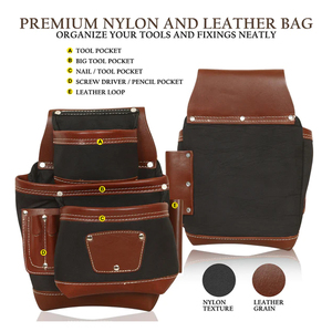 Service OEM/ODM, sac à outils de ceinture en cuir véritable pour électriciens et charpentiers, grande capacité, multi-poches, sacs à outils pour mécaniciens - Product Image 4