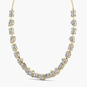 925 Sterling <b>Silver</b> Multi Shape Diamond <b>Necklace</b> from India | Artistic Blend of <b>Heart</b> & Pear Cuts - Product Image 5