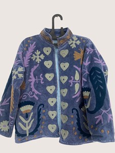 <b>Chinese</b> Style Embroidered Floral Cotton <b>Jacket</b> Mandarin Collar Three Quarter Sleeve Adult Spring Casual Outerwear - Product Image 5