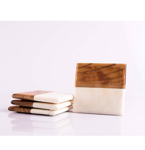Dessous de verre en marbre et bois Dessous de verre personnalisés Pendaison de crémaillère pour table Tasses et porte-boissons stylés - Product Image 4