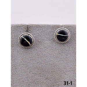 Boucles d'oreilles pendantes en argent sterling avec turquoise noire artisanale du sud-ouest, serties de pierres en or rose, design élégant et tendance - Product Image 2