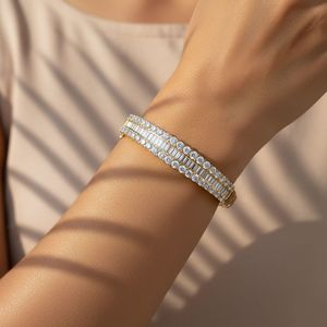 8.632CTW Round , Baguette Channel Pave Diamond Bangle Cuff <b>Bracelet</b> - Product Image 6
