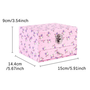Boîte à musique à manivelle YIYU avec miroir et tiroir, fonction lumineuse, design carré - Cadeau <span class=keywords><strong>en</strong></span> papier écologique pour filles et femmes - Product Image 5