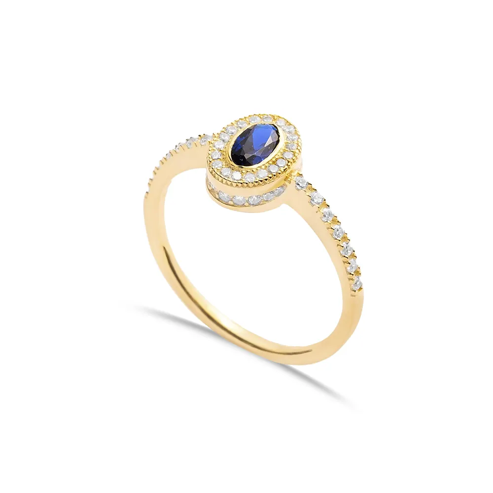 Овальный дизайн Saphire CZ с каменными Сторонами, кольцо, турецкое кольцо ручной работы, оптовая продажа, 925 ювелирные изделия из стерлингового серебра
