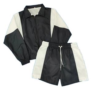 ชุดเซ็ตเสื้อแจ็คเก็ตกันลมและกางเกงขาสั้นผู้ชาย ขายส่ง ผ้าไนลอน น้ำหนักเบา กันน้ำ สวมใส่สบาย ไซส์ผู้ชาย - Product Image 4