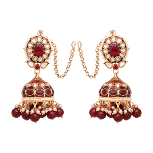 Pendientes Kundan Jhumki, nupcial Kundan Jhumki, diseñador Kundan Jhumki, Meenakari Kundan Jhumki, tradicional Kundan Jhumki, regalo. - Product Image 3