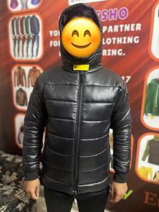 Vestes d'hiver en toile à capuche rembourrée réversible de conception classique tendance pour hommes Vestes à bulles en tissu de laine de couleur personnalisée - Product Image 4