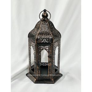 Últimas Novedades 2025: Linternas Hexagonales de Metal y Vidrio Marroquíes, Hechas a Mano, de Cobre Antiguo, para Decoración de Mesa Navideña, A.K. - Product Image 3