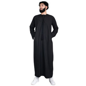 Thobe émirati de luxe noir, Kandura traditionnelle, vêtement arabe élégant, Jubba pour homme, doux et respirant, tenue islamique moderne - Product Image 5