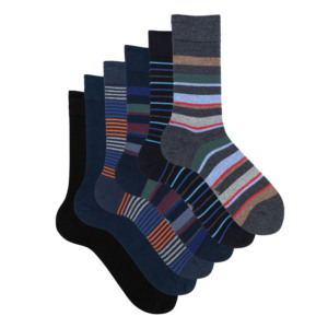 Calzini da uomo in cotone caldo, 6 paia, bianchi a righe, sportivi, per uso quotidiano, usa e getta, taglia unica per l'inverno - Product Image 4