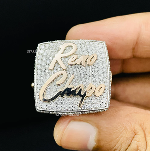 Bague de championnat Hip Hop STAR JEWELRY en argent sterling 925 avec moissanite VVS taille brillant classique sertie à griffes, or rose 10K - Product Image 3