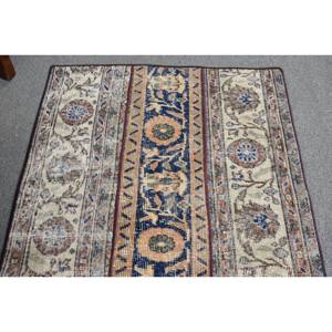 Tapis classique en laine patchwork noir beige 2.7x4.4 pieds tapis rectangulaires turcs faits à la main pour adolescent vivant en latex pour couloir chambre - Product Image 4