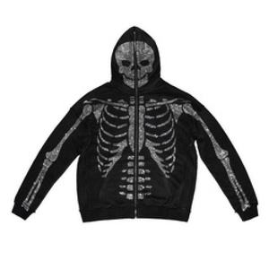 Sweat à capuche unisexe surdimensionné avec strass Streetwear Automne Hiver Vêtements Pull Bedazzled Bling Rinestoned Shiny logo Hoodies - Product Image 4