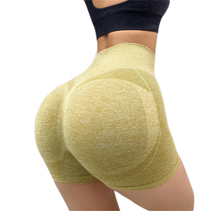 Women's Custom High Waist Seamless Yoga <b>Leggings</b> Solid Pattern Workout Gym Shorts for Push up Butt <b>Scrunch</b> Booty Training - Product Image 4