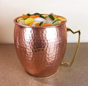 Ensemble de 4 tasses martelées Moscow Mule 100% cuivre plaqué tasse Cadeau Logo personnalisé en acier inoxydable par Tradebit - Product Image 1