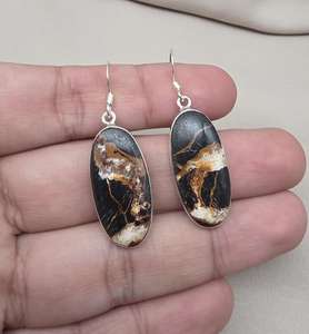 Pendientes Largos Elegantes Hechos a Mano con Piedras Preciosas de Jaspe Buffalo Marrón Natural y Plata de Ley 925 de Alta Calidad - Product Image 6