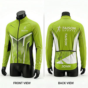 Veste de cyclisme pour homme en polyester et élasthanne de qualité supérieure, respirante, avec panneaux dégradés orange et rouge, design par sublimation, logo personnalisé. - Product Image 4