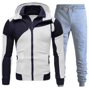 Ensemble deux pièces décontracté et respirant pour homme, tendance hiver 2026 : sweat à capuche en polaire avec cordon de serrage et pantalon de survêtement de couleur unie - Product Image 5