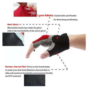 Gants de cyclisme de haute qualité à doigts courts, en tissu respirant et doux, absorbant les chocs, pour la gym et les activités de plein air - Product Image 2