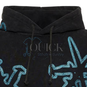 Sudaderas con capucha para hombre de diseño personalizado de poliéster/algodón de invierno ecológicas transpirables ligeras con diamantes de imitación - Product Image 3