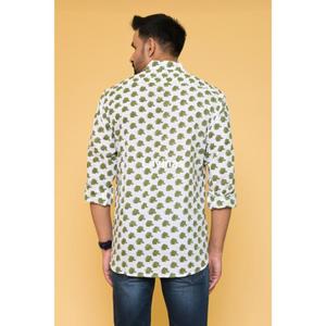 Chemise pour homme de style bohème faite à la main tenue décontractée impression de blocs de coton avec motif animal 100% coton fabriqué en Inde - Product Image 5