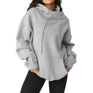 Sudadera de gimnasio de algodón 100% para mujer, sudaderas con capucha de manga larga con logotipo frontal, camisetas de Yoga de lana para deportes de invierno - Product Image 3