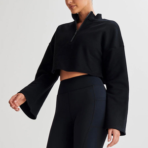 Sweat à capuche oversize à manches longues pour femme de qualité supérieure Logo personnalisé Pull intégral avec polaire française Fabriqué en coton polyester - Product Image 6