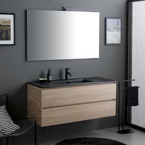 Mueble de Baño Koricini de 120 cm en Roble con Lavabo de Diseño Italiano en Negro Mate - Product Image 1