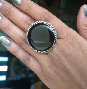925 Sterling Silver Women's <b>Ring</b> <b>Black</b> <b>Onyx</b> Gemstone Handmade Crystal Bezel Setting Classic Daily Wear Wedding Engagement Gift - Product Image 1