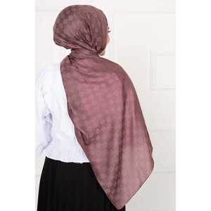 Pañuelo Hijab con Estampado a Cuadros Color Ciruela, Velo y Máscara de Protección Solar - Product Image 3