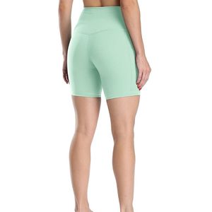Pantalones cortos de Yoga sin costuras de cintura alta para mujer, pantalones cortos deportivos personalizados para gimnasio y entrenamiento con patrón sólido - Product Image 4
