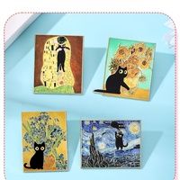 Badge en émail Factory Art Cat, Pin's Tournesol, Pin's de revers Chat Le Baiser de Klimt, Badges Chat Nuit étoilée, Pin's en alliage métallique personnalisé en émail