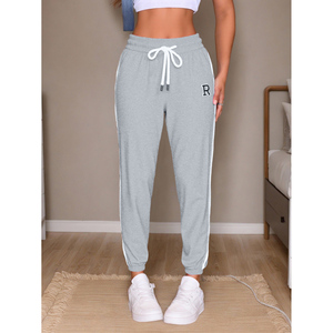 Pantaloni sportivi da donna comodi da Jogger con coulisse e pantaloni a tubino traspiranti a righe laterali per abbigliamento Casual - Product Image 1