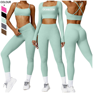 Activia, ropa deportiva ligera y transpirable para mujer, ropa de gimnasio, conjuntos de Yoga personalizables, sujetador de manga larga con cremallera, conjuntos de Yoga - Product Image 1